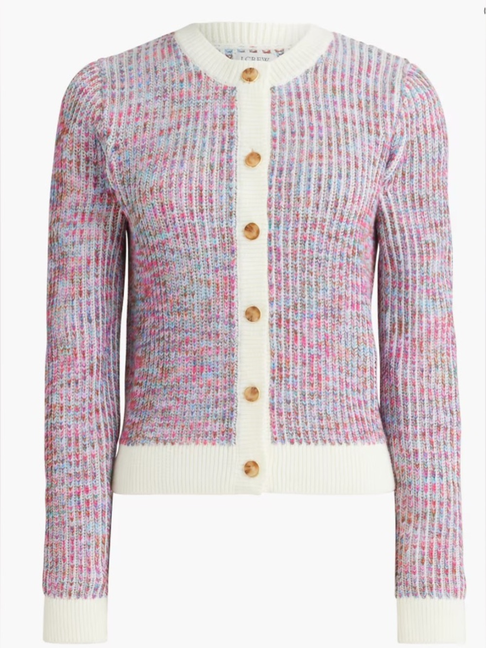 J. Crew Women's Ladder-Stitch Lady Multicolour Cardigan Sweater Size Large CF744
